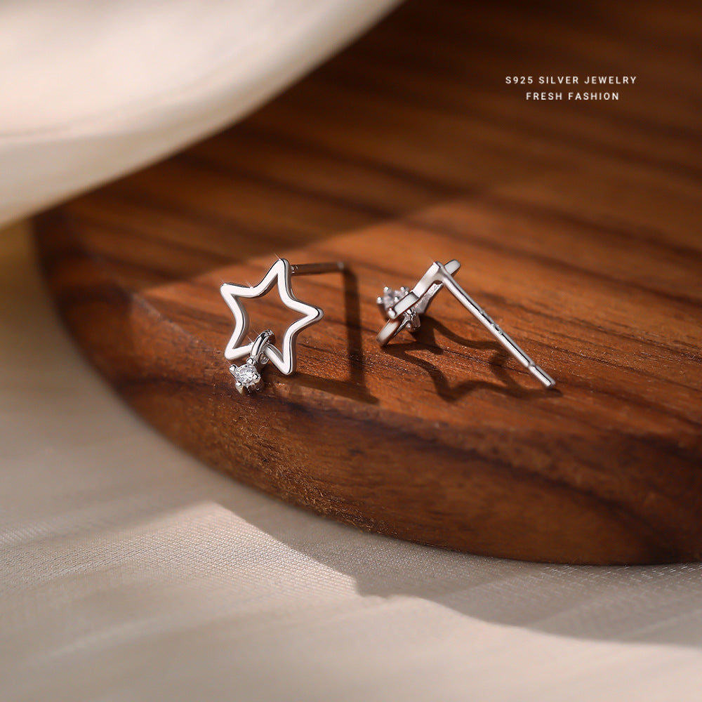 C廠 韓國韓版鏤空五角星S925純銀耳環 批發 折扣@洽客服 25.12.W3「E5885」