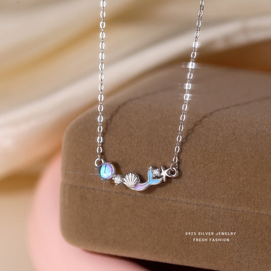 C廠 S925純銀｜韓國韓版炫彩月光鯨魚吊墜項鍊 批發 折扣@洽客服 26.01.W3「YA0555」