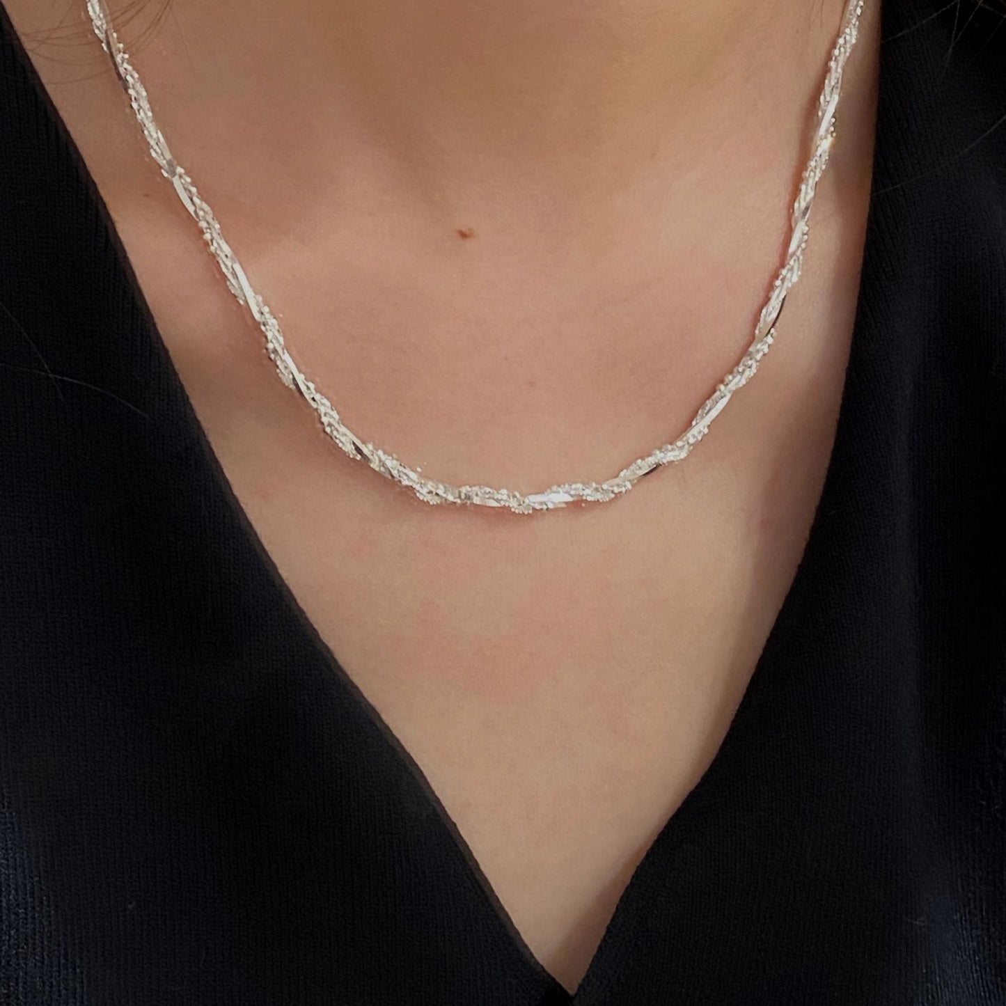 C2廠 韓國韓版重磅三編時尚閃光S925純銀項鍊 批發 折扣@洽客服 25.11.W3「SN3511」