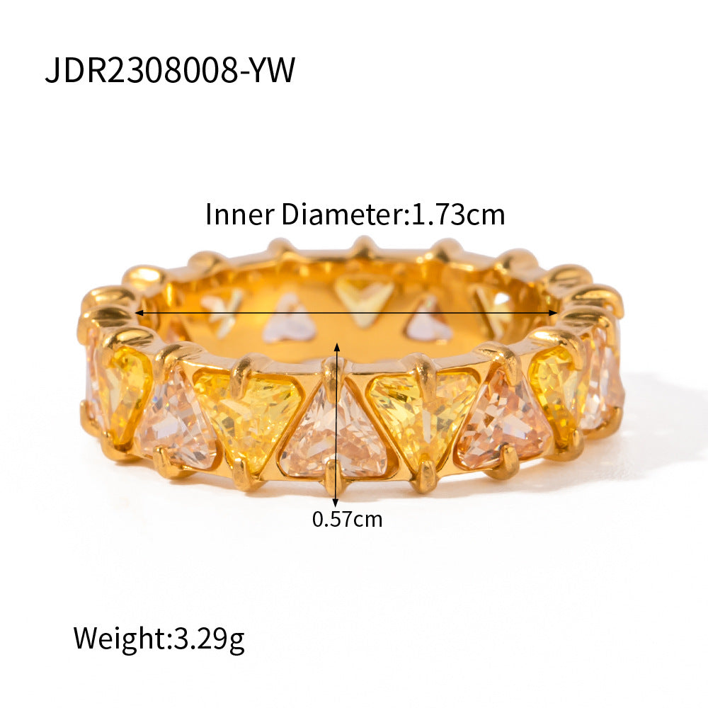 D廠 歐美Shiny 三角形鋯石戒指「JDR2308008」23.11
