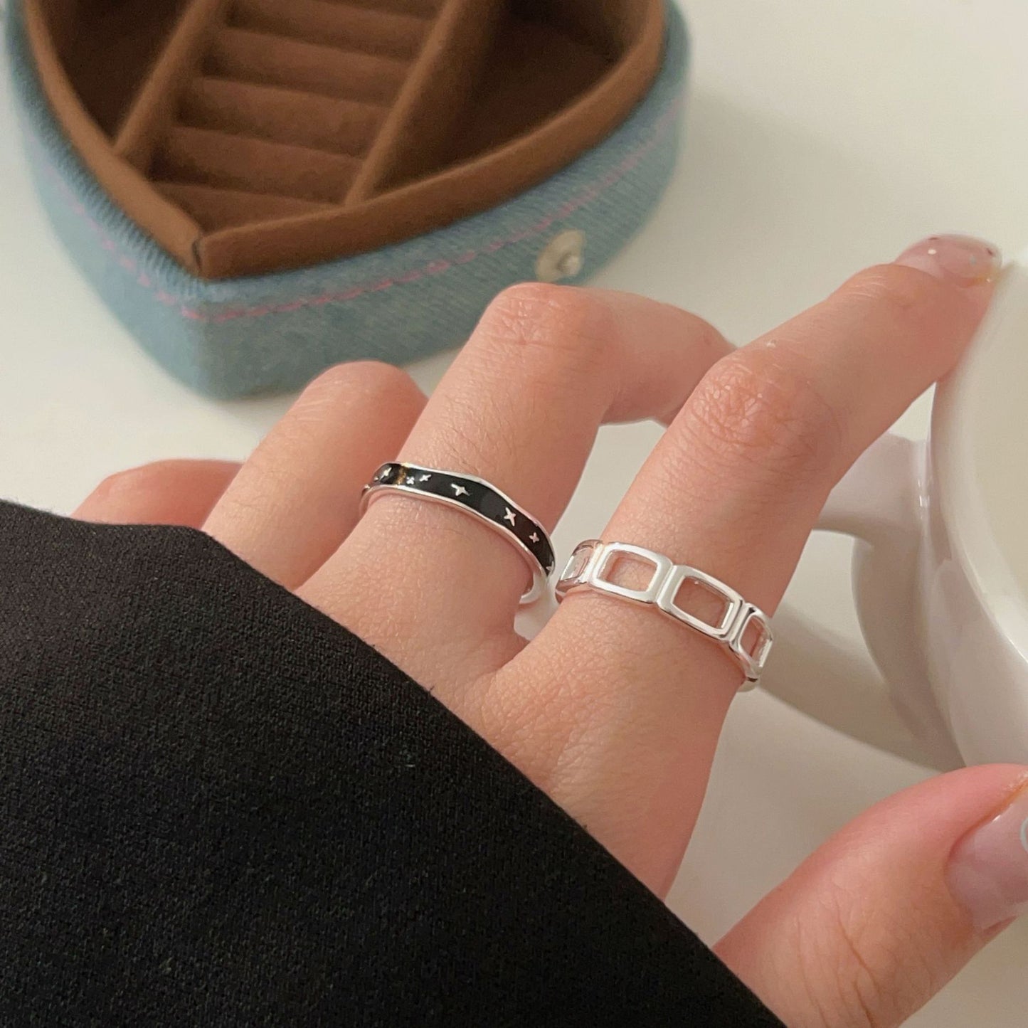 C3廠 韓國韓版幾何滴釉S925純銀戒指 批發 折扣@洽客服 25.11.W1「hjz306 hjz308」