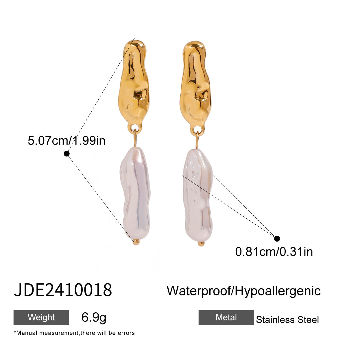 B廠 歐美款 JEMIMA 鈦鋼鍍18K金耳環「JDE2410018」25.01.W2 批發折扣@洽客服