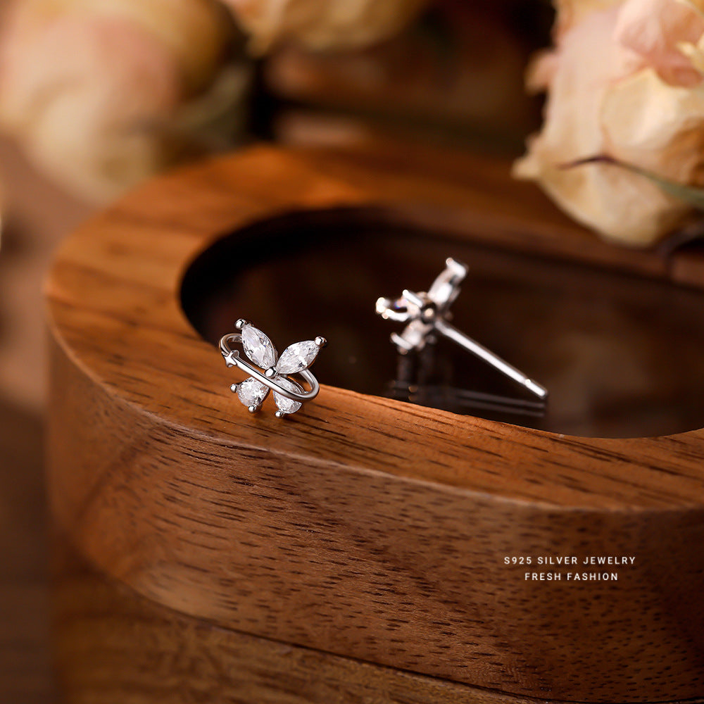 C廠 韓國韓版流星鋯石蝴蝶S925純銀耳環 批發 折扣@洽客服 25.12.W4「E5939」