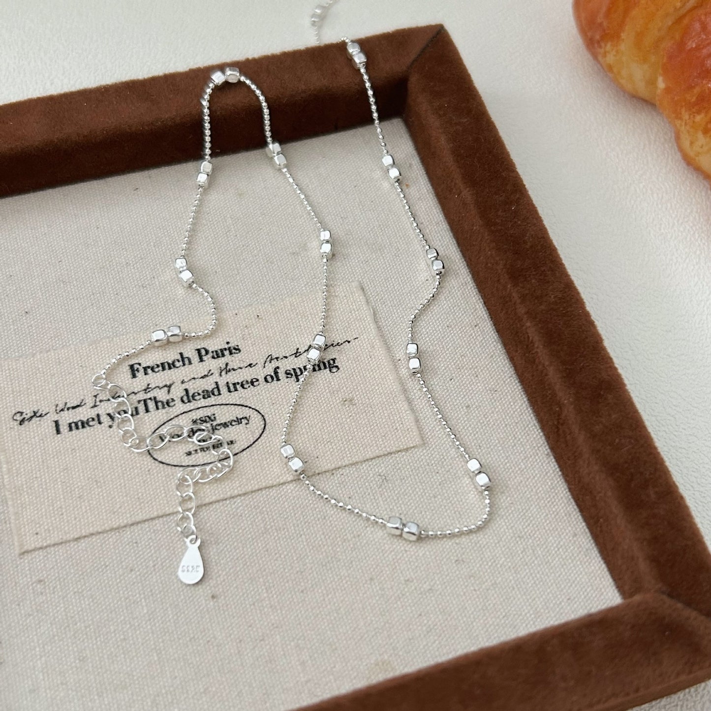 C3廠 韓國韓版幾何方塊圓珠S925純銀項鍊 批發 折扣@洽客服 25.12.W2「hxl363」