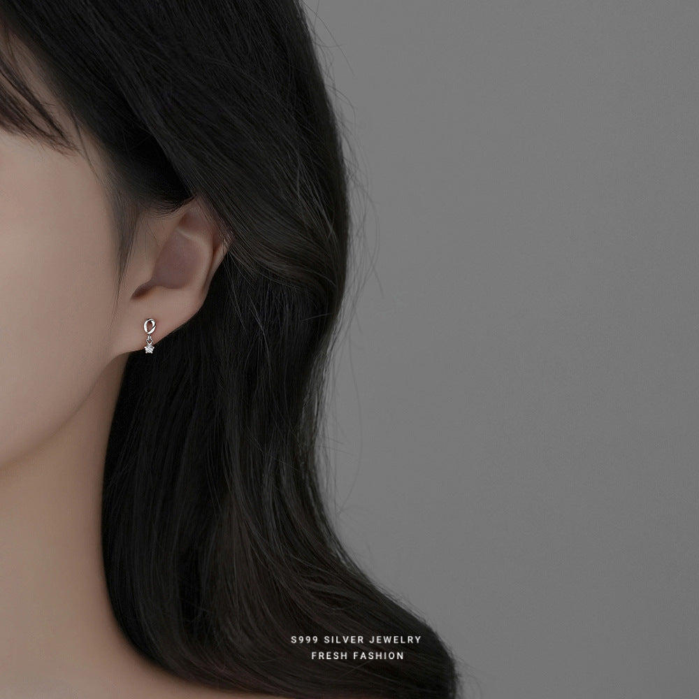 C廠 S999足銀 ｜五角星鋯石莫比烏斯耳環 批發 折扣@洽客服 26.01.W2「E3184」