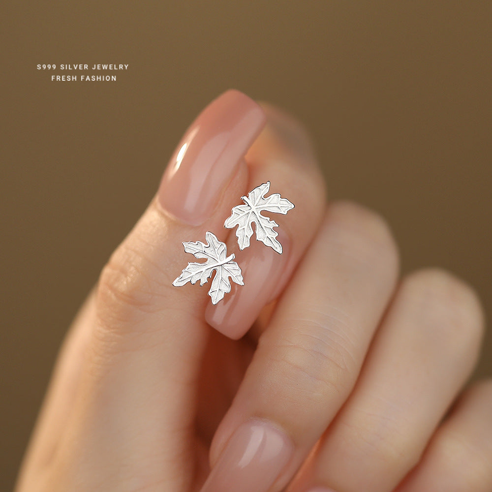 C廠 韓國韓版個性楓葉S999純銀耳環 批發 折扣@洽客服 25.11.26「F6483」