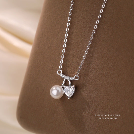 C廠 韓國韓版氣質櫻桃珍珠S925純銀項鍊 批發 折扣@洽客服 26.01.W1「A4844」