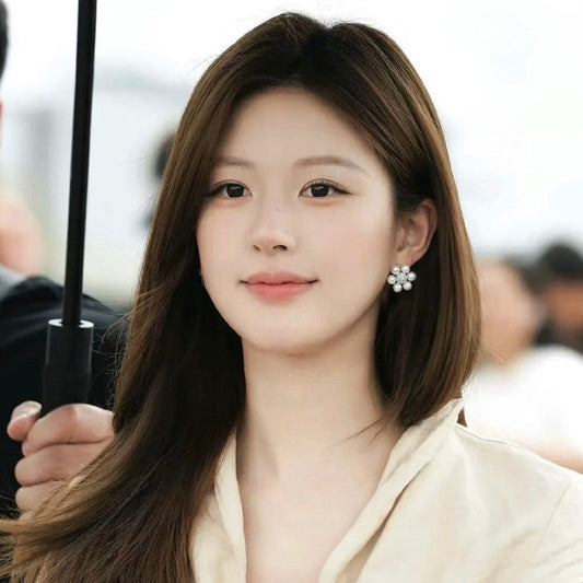 A2廠 韓國韓版鋯石花朵珍珠銀針耳環 批發 折扣@洽客服 25.11.W2「WE5076」