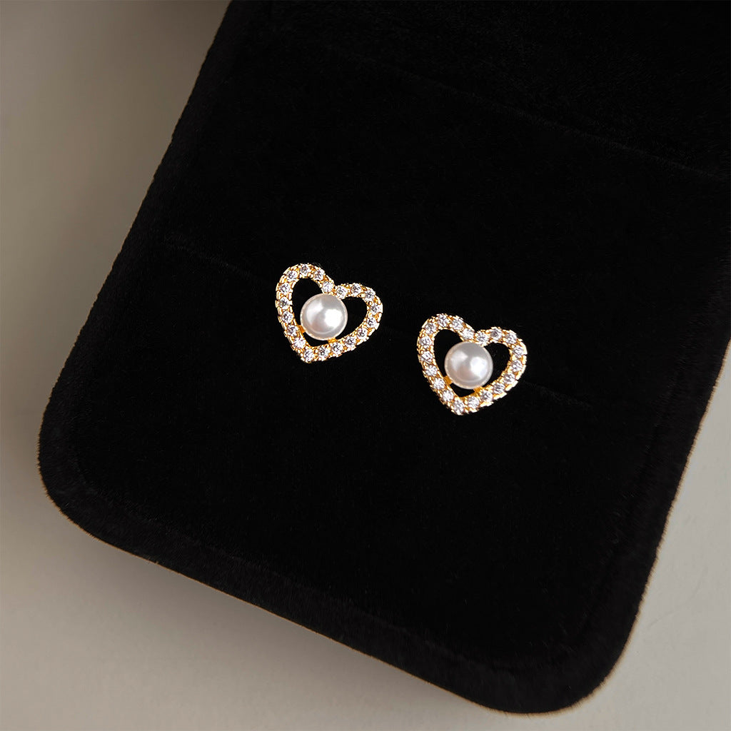 A廠 日韓款小巧愛心珍珠銀針耳環批發 折扣@洽客服 26.04.W3「7315」