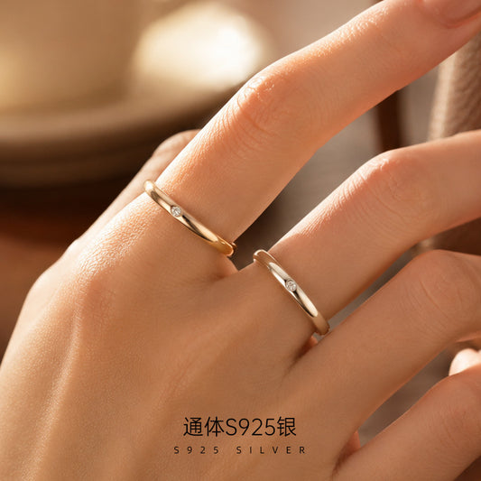 C廠 韓系簡約單鑽素圈S925純銀鍍14K金戒指批發 折扣@洽客服 26.08.W3「RS3999」