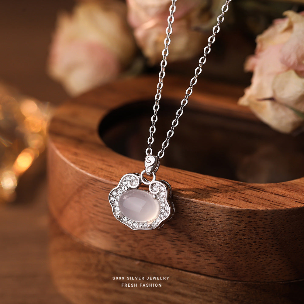 C廠 韓國韓版白玉髓平安如意S999純銀項鍊 批發 折扣@洽客服 25.12.W1「F6485」