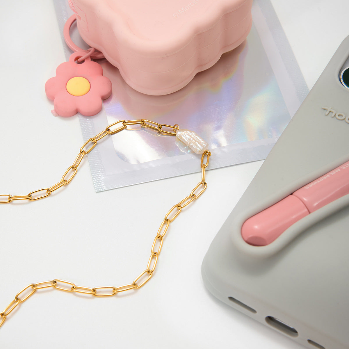 B廠 歐美款 淡水珍珠迴紋針 鈦鋼鍍18K金項鍊「JDN0308009  JDN0305024」批發 折扣@洽客服 25.10.W5