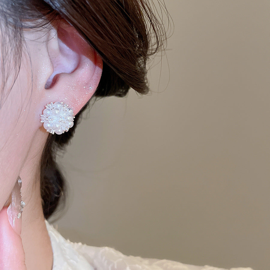 A2廠 韓國韓版珍珠方形褶皺花朵銀針耳環 批發 折扣@洽客服 25.11.W1「HE29036-HE29037」