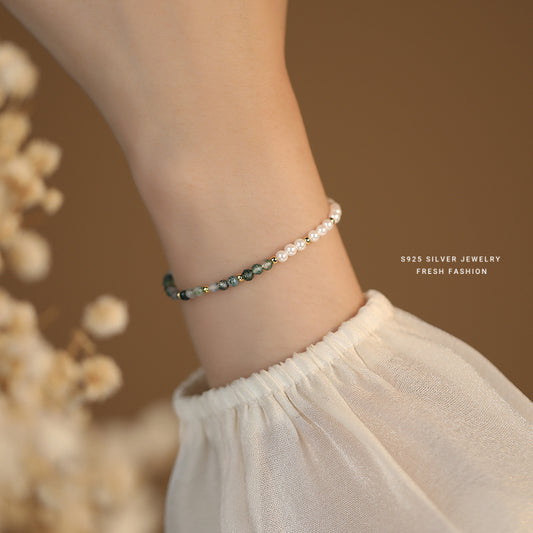 C廠 韓國韓版天然水草瑪瑙珍珠S925純銀手鍊 批發 折扣@洽客服 25.10.W5「L1113」