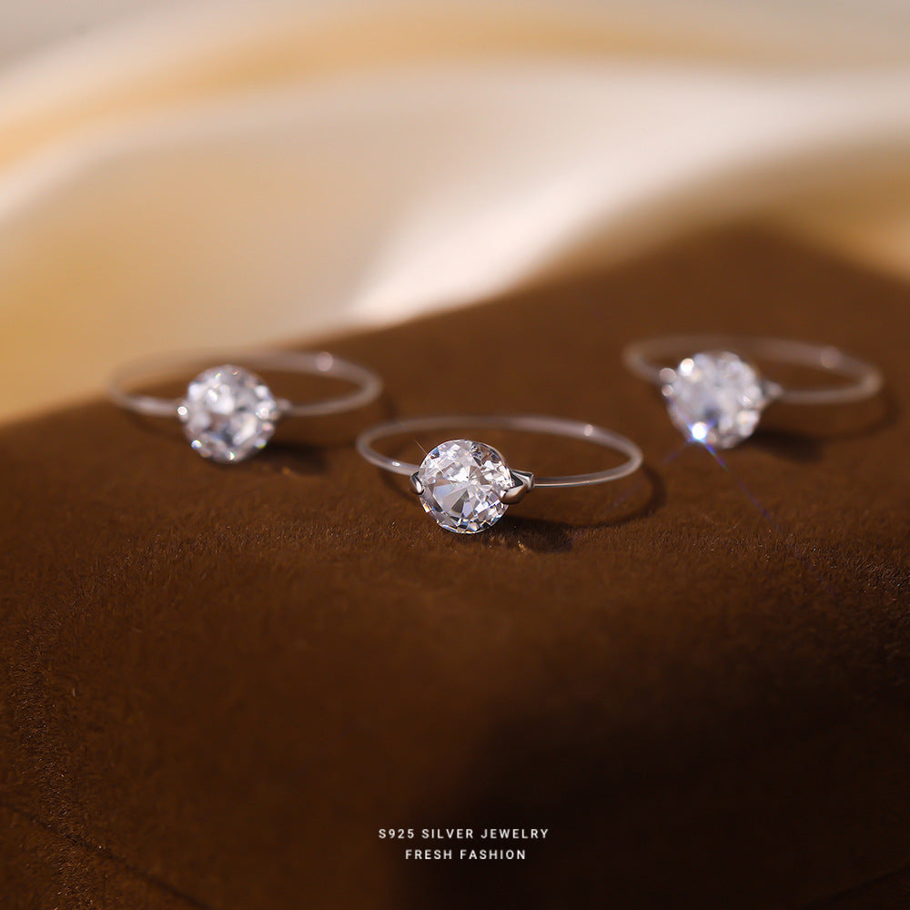 C廠 韓國韓版隱形魚線冰花切S925純銀戒指「K2449」