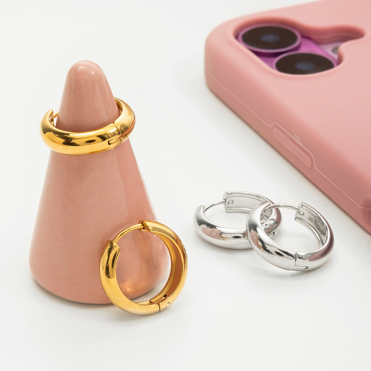 B廠 歐美款 AURORA 鈦鋼鍍18K金耳環 批發 折扣@洽客服 25.12.W1「JDE0305070」