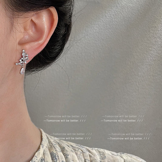 A廠 日韓款星辰璀璨閃亮鋯石銀針耳環 批發 折扣@洽客服 25.11.W4「4466」