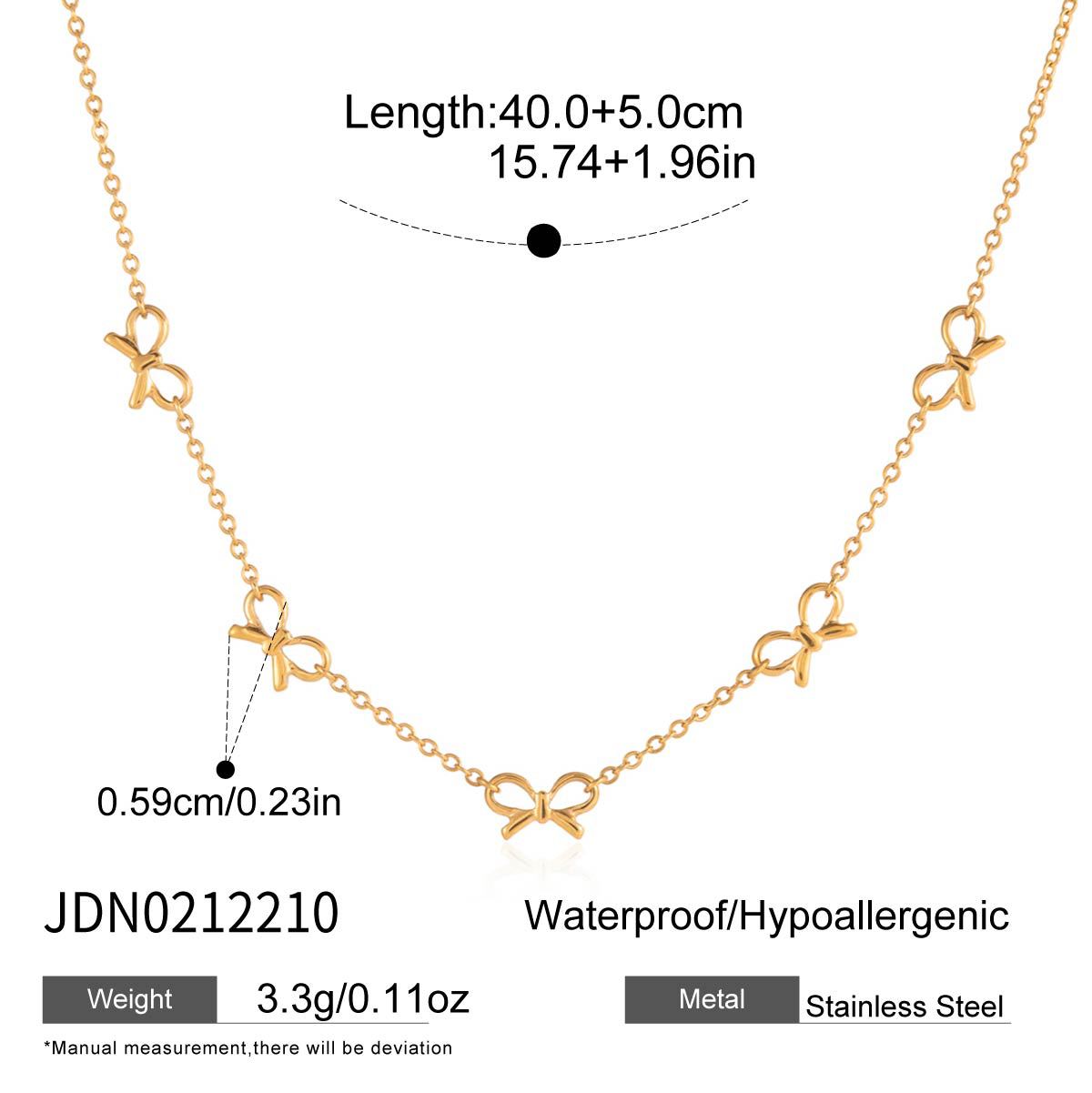 B廠 歐美款蝴蝶結吊墜鈦鋼鍍18K金項鍊批發 折扣@洽客服 26.03.W2「JDN0212209 JDN0212210 」
