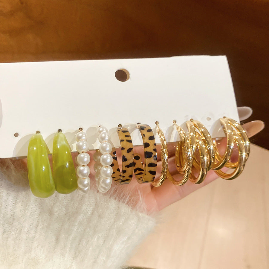 A2廠 韓國韓版圓形珍珠耳環-5件套  批發 折扣@洽客服 26.01.W1「HE29834」