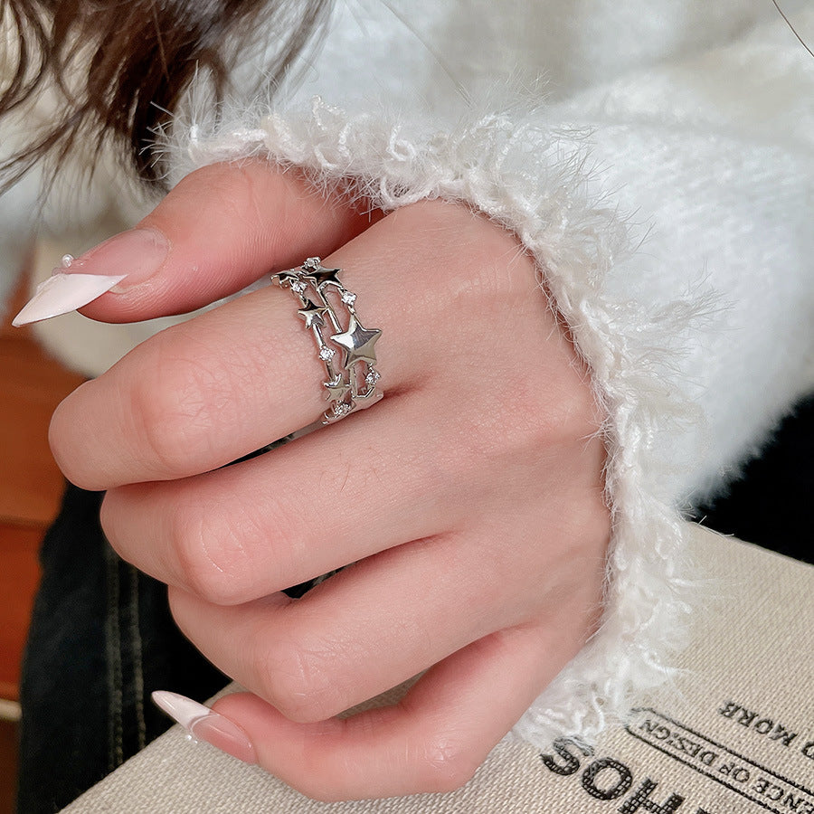 A2廠 韓國韓版三層星星開口戒指 批發 折扣@洽客服 25.12.W1「HR2818」