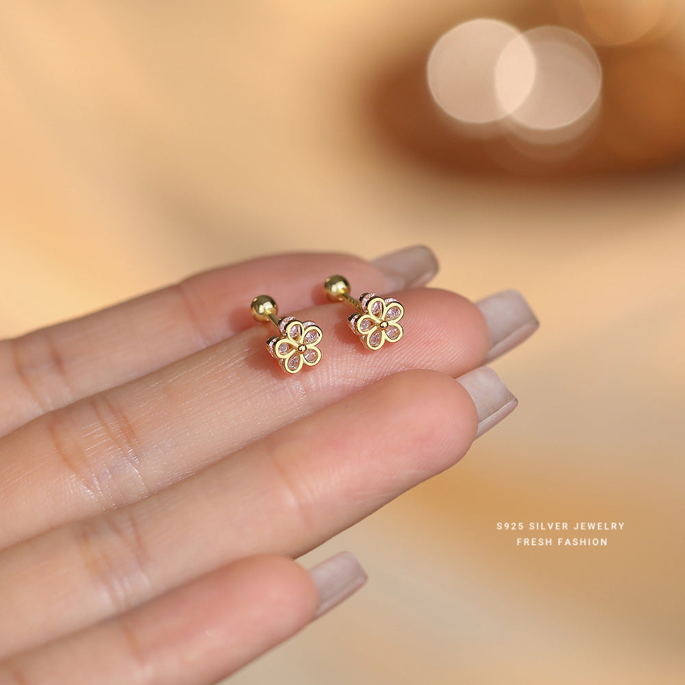 C廠 韓國韓版鋯石小花S925純銀耳環 批發 折扣@洽客服 25.11.W3「E2626」