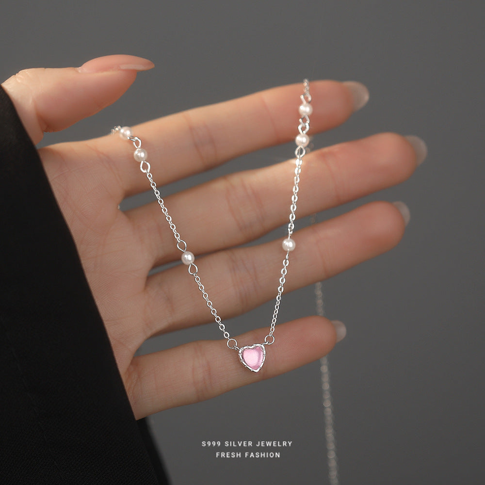 C廠 韓國韓版甜美愛心珍珠S999純銀項鍊 批發 折扣@洽客服 25.10.W5「A4477」