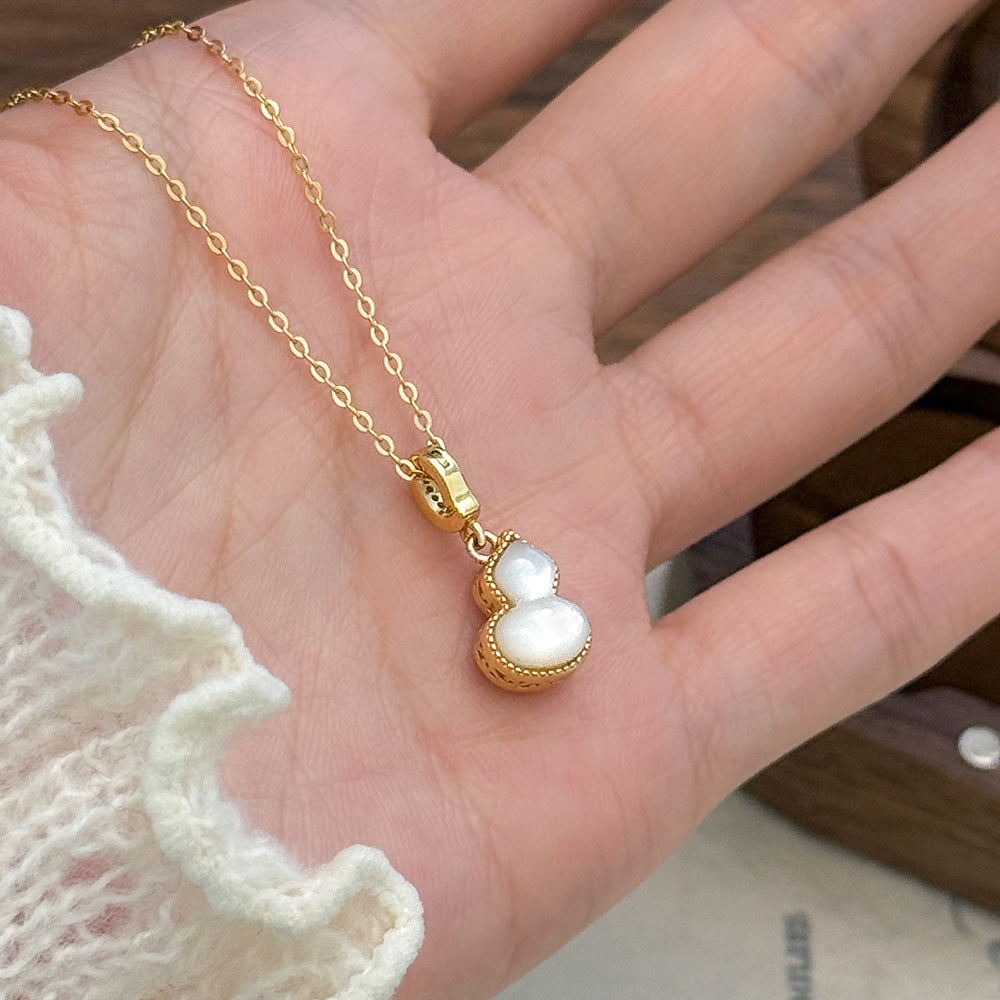 C廠 925純銀｜韓國韓版雙面葫蘆貝母項鍊 26.02.W1「A4914」