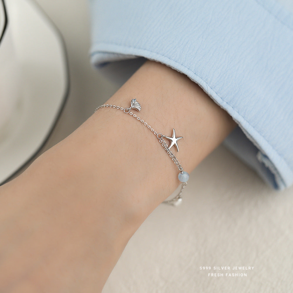 C廠 韓國韓版海藍寶星貝殼S999純銀手鍊 批發 折扣@洽客服 25.12.W2「L1224」