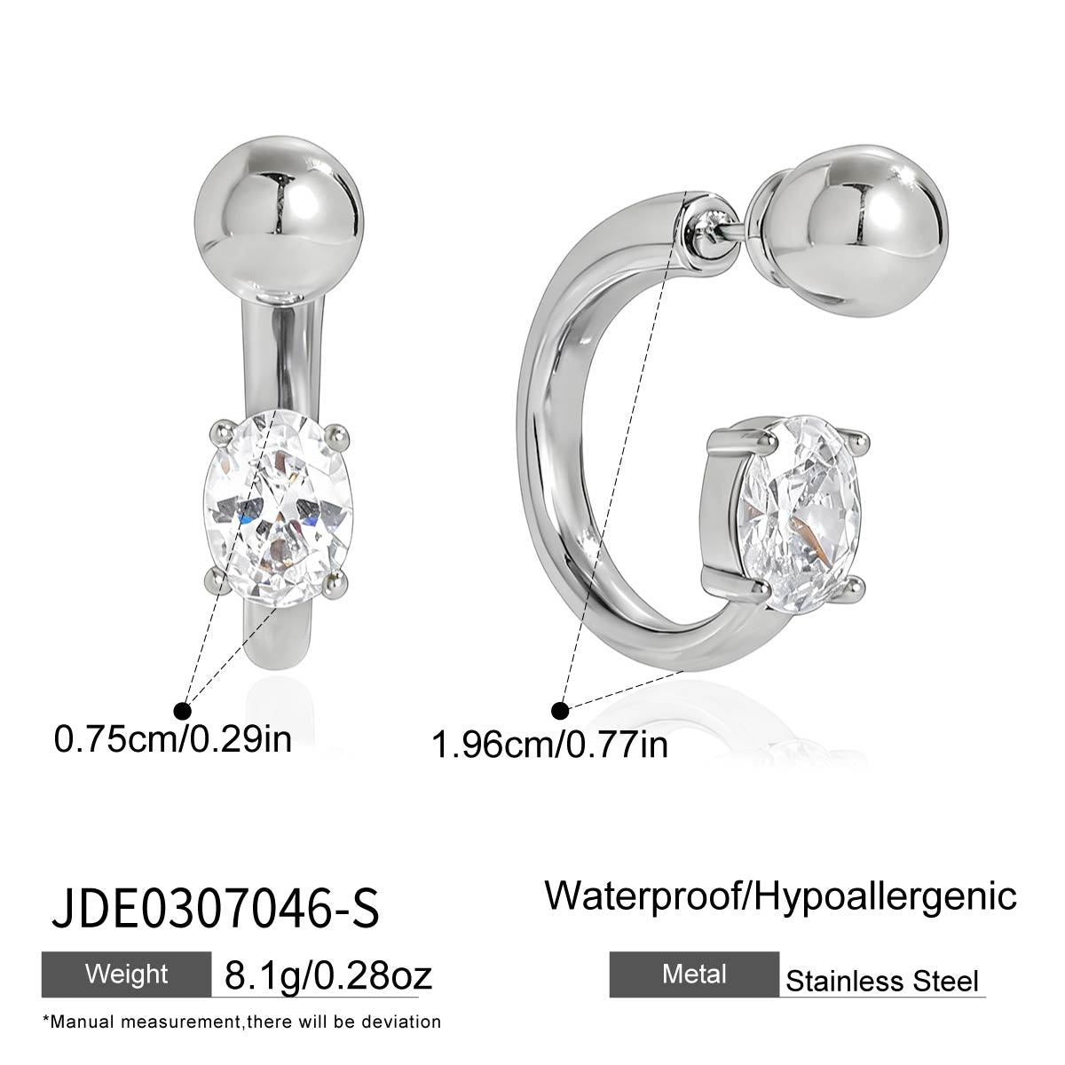 B廠 歐美款 白色鋯石C圈鈦鋼鍍18K金耳環 批發 折扣@洽客服 26.03.W1「JDE0307046」