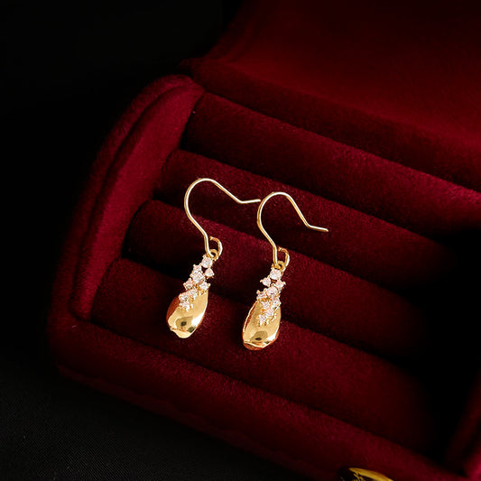 A廠 日韓款水滴形微鑲鋯石鍍18k金銀針耳環 批發 折扣@洽客服 25.12.W2「6914」