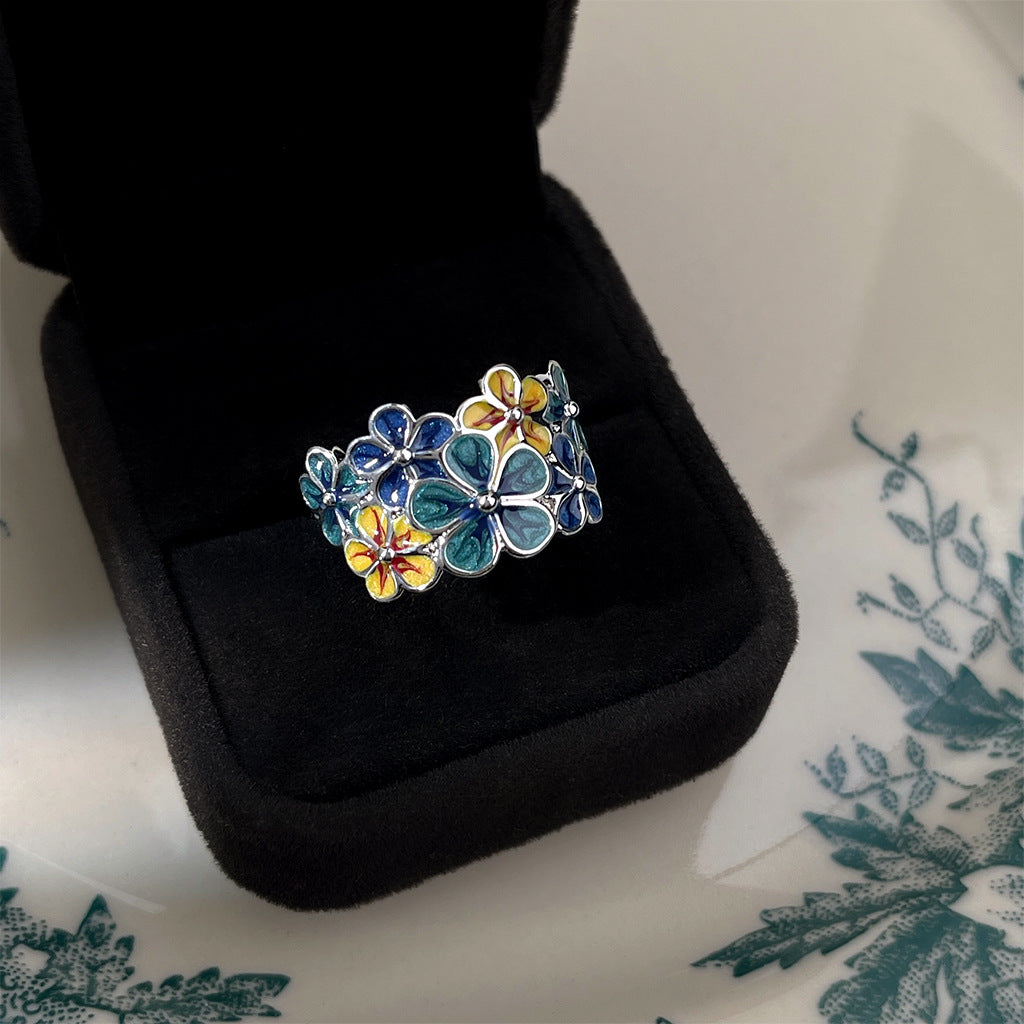 A廠 日韓款琺瑯滴油花銅鍍白金戒指 批發 折扣@洽客服 25.12.W2「6235」