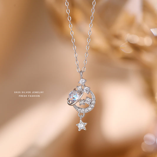 C廠 韓國韓版夢幻星河星月S925純銀項鍊 批發 折扣@洽客服 24.11.W2「A4599」