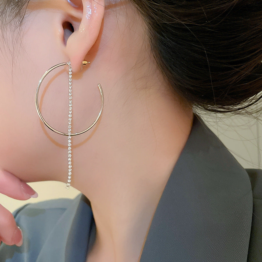 A2廠 韓國韓版鑲鑽圓形流蘇銀針耳環 批發 折扣@洽客服 25.12.W4「HE29662」