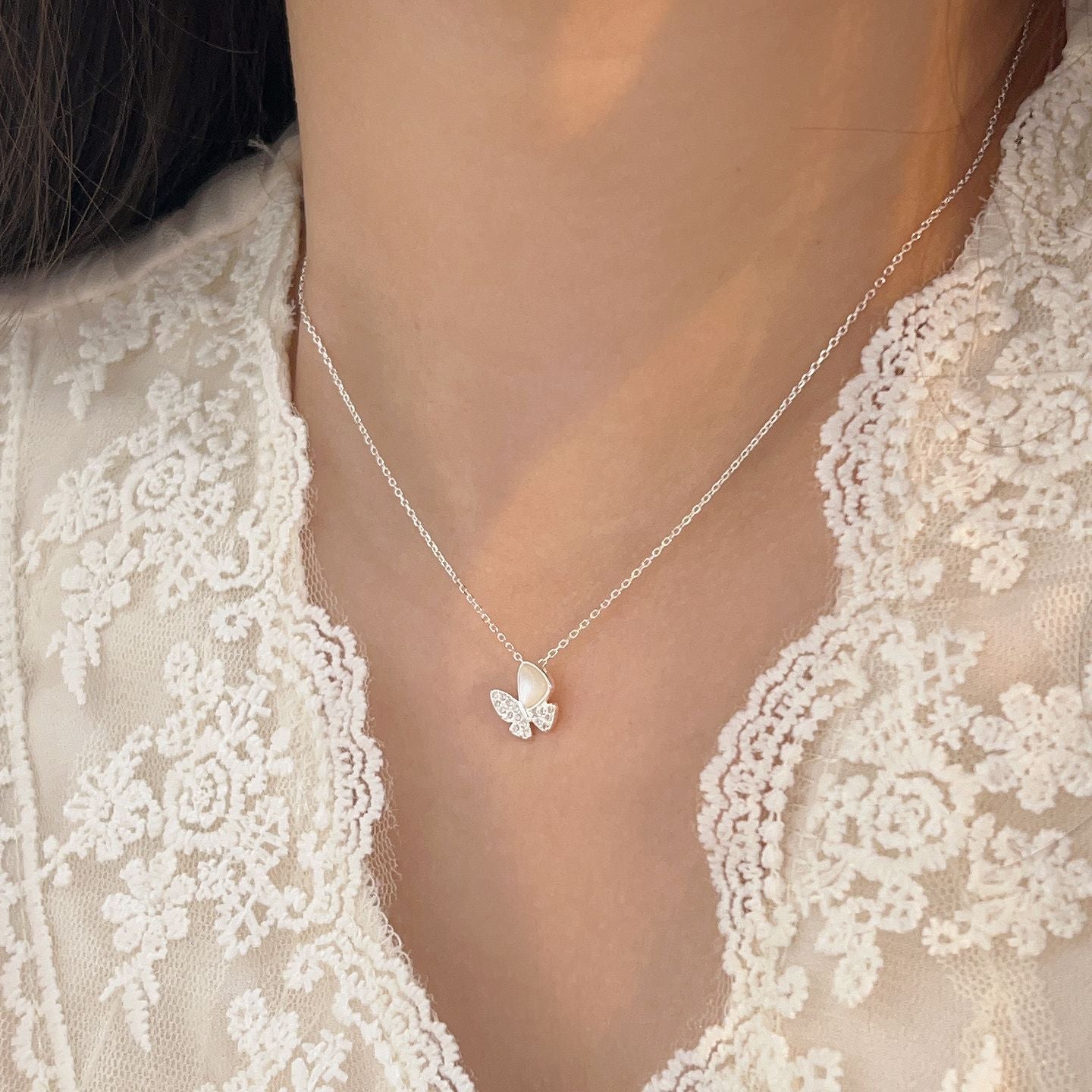 C3廠 韓國韓版S925純銀｜鑲嵌蝴蝶項鍊 批發 折扣@洽客服 26.02.W3「hxl222」