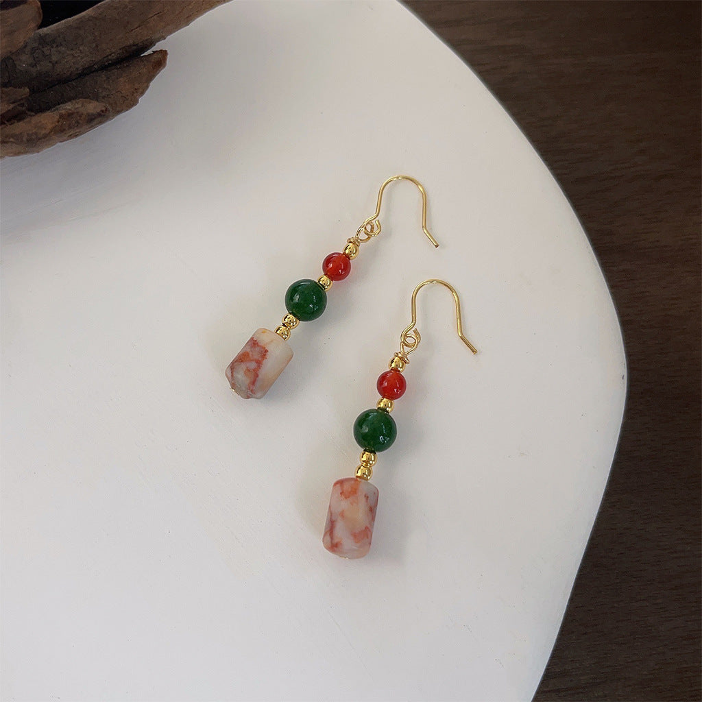 A廠 韓系款紅玉半開~手工款真瑪瑙銀針銀針耳環 批發 折扣@洽客服 25.12.W1「4051」