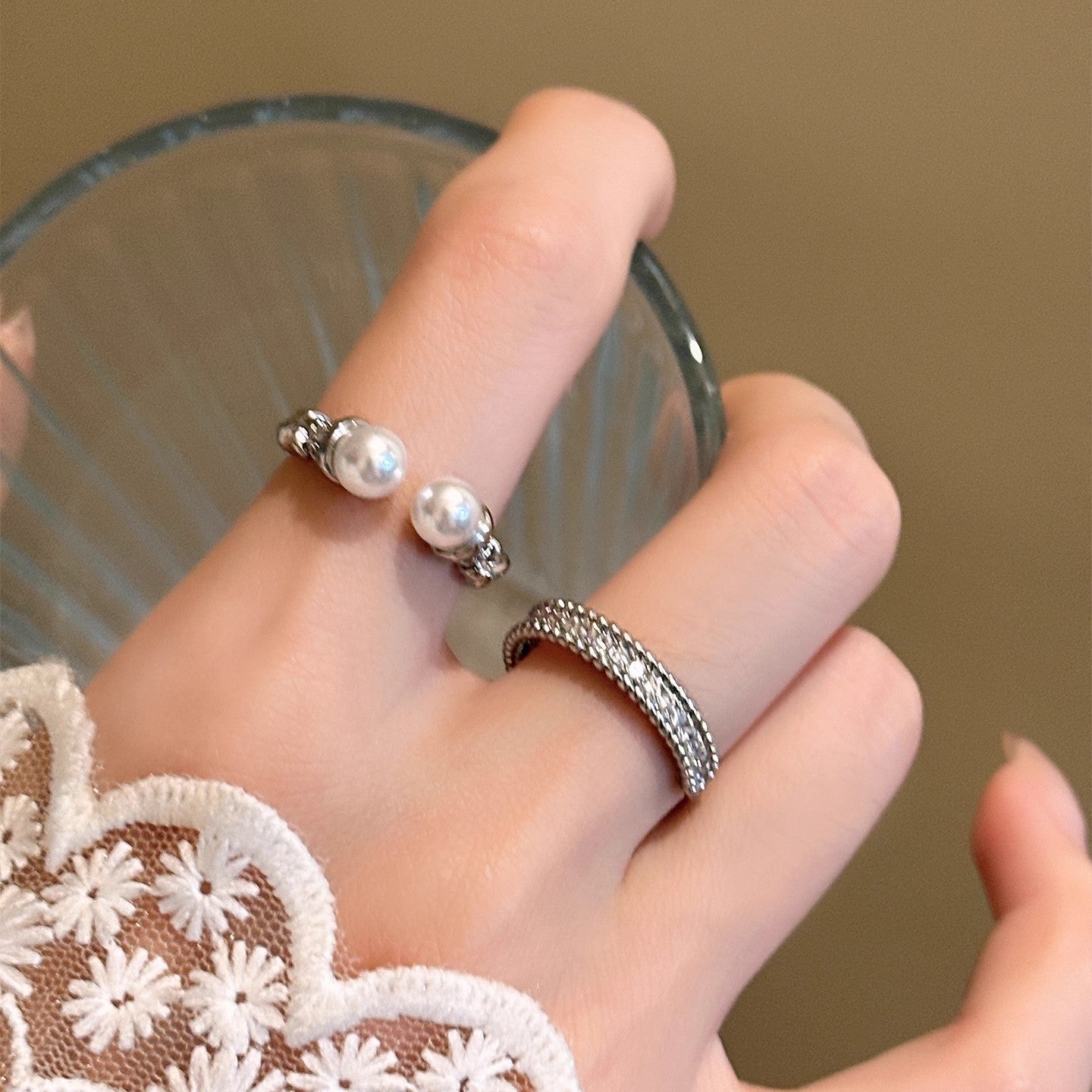 A2廠 韓國韓版紋路珍珠開口戒指-2件1組 批發 折扣@洽客服 25.12.W2「HR2817」