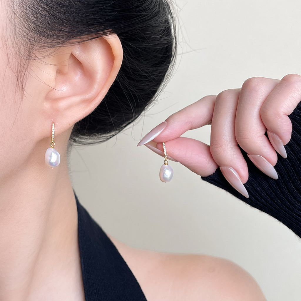 A廠 日韓巴洛克天然淡水珍珠銀針耳環 批發 折扣@洽客服 25.12.W3「1486」