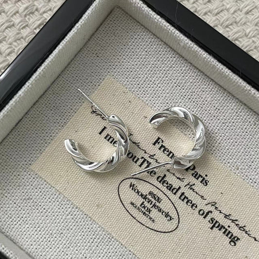 C2廠 韓國韓版麻花重工S925純銀耳環 批發 折扣@洽客服 25.10.W5「SE2498」