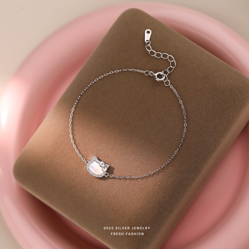 C廠 S925純銀｜韓國韓版白貝母鑲鑽手鍊 26.02.W1「L1294」
