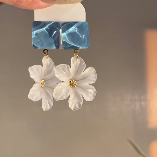 A2廠 韓國韓版壓克力方形花朵銀針耳環批發 折扣@洽客服 26.03.W4「HE31335」