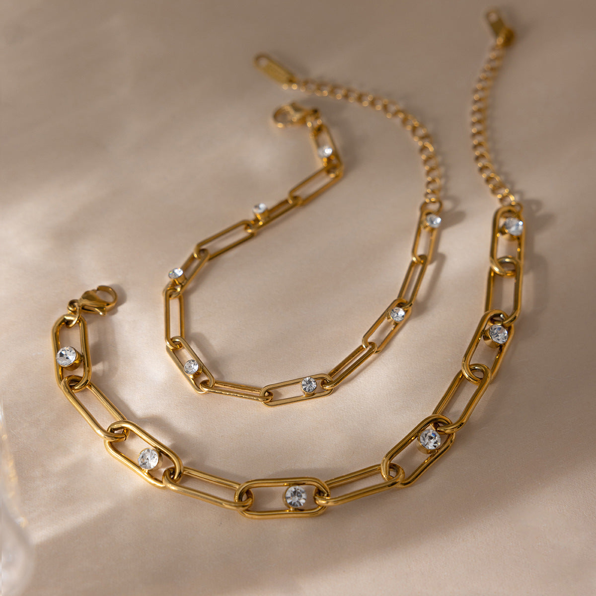 B廠 鈦鋼鍍18K金｜歐美圓形白色鋯石手鍊 批發 折扣@洽客服 26.01.W4「JDB0310026,JDB0310027」