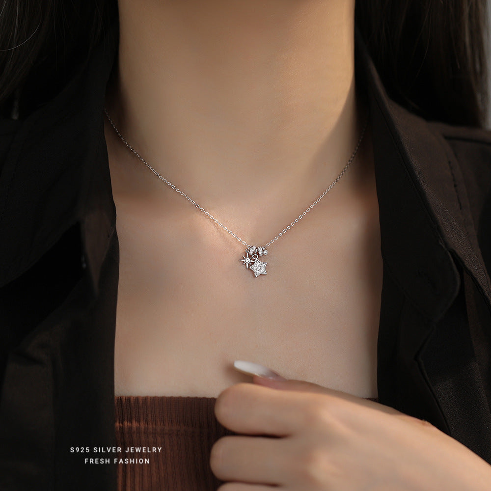 C廠 韓國韓版微鑲五角星S925純銀項鍊 批發 折扣@洽客服 25.11.W1「A4530」