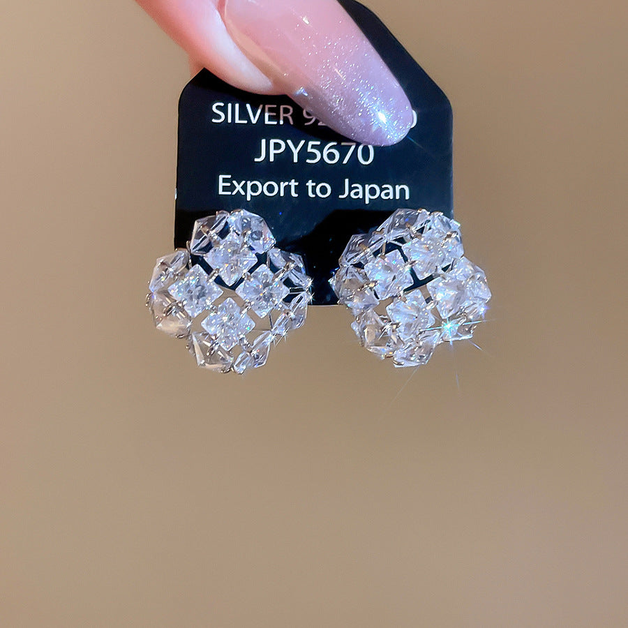 A2廠 韓國韓版鑲鋯石方形吊墜電鍍14K真金銀針耳環 批發 折扣@洽客服 25.11.W3「WE4816」