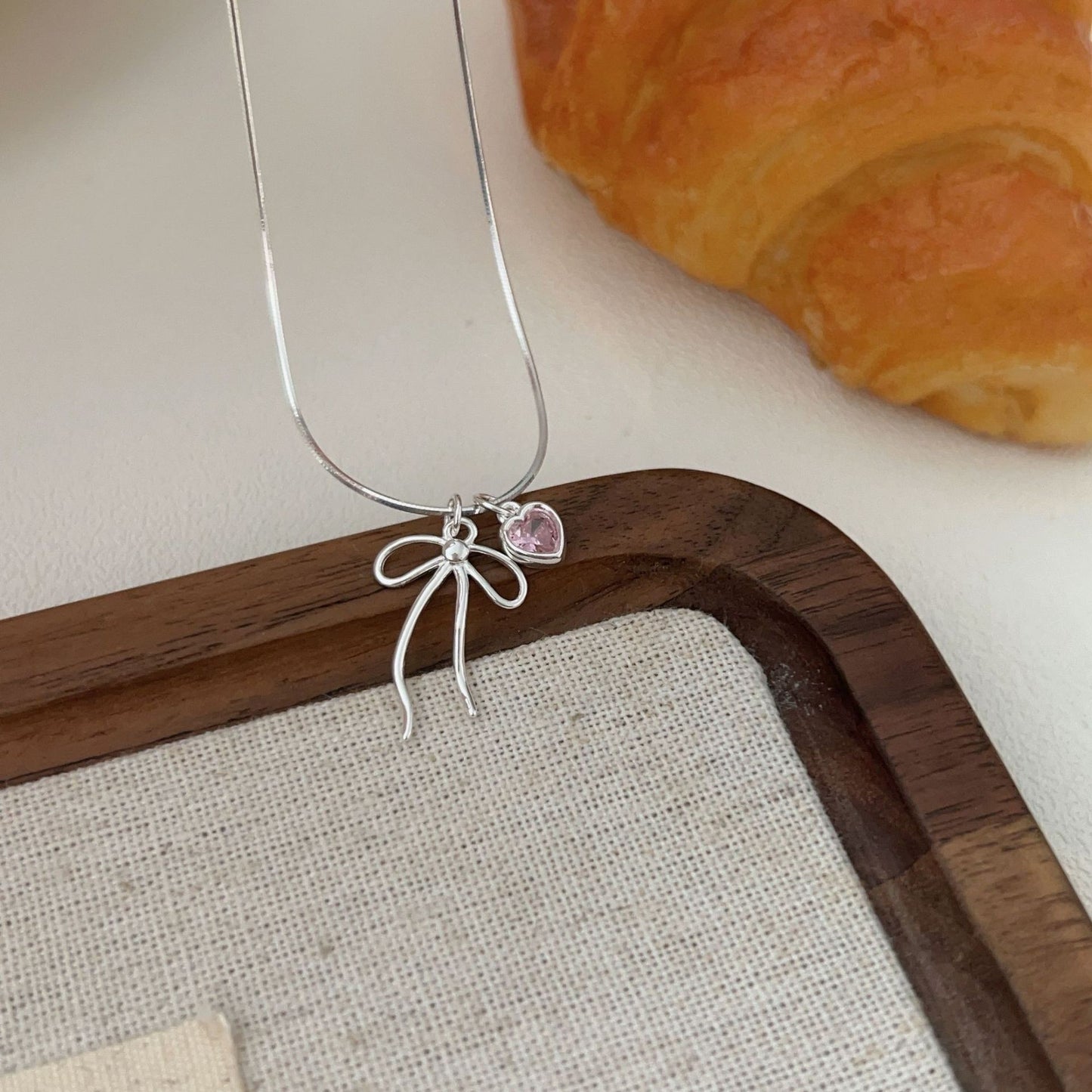 C3廠 韓國韓版愛心蝴蝶結S925純銀項鍊 批發 折扣@洽客服 25.12.W2「xl088-1」