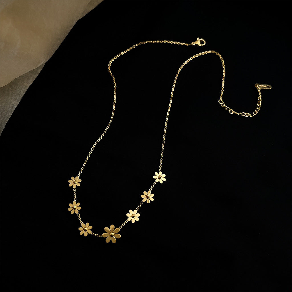 A廠 日韓款小雛菊花朵鈦鋼鍍18K金項鍊 批發 折扣@洽客服 25.12.W2「5655」