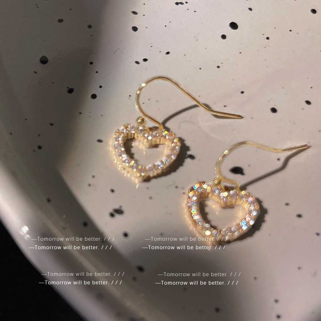 A廠 日韓款 微鑲鋯石愛心 銅鍍14k銀針耳環 批發 折扣@洽客服 25.10.W5「C-584」