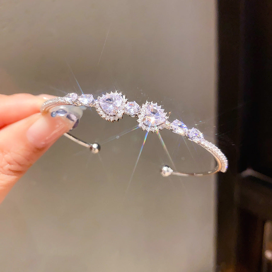 A2廠 韓國韓版鋯石心形幾何圓形開口手鐲 批發 折扣@洽客服 25.10.W5「HB3788」