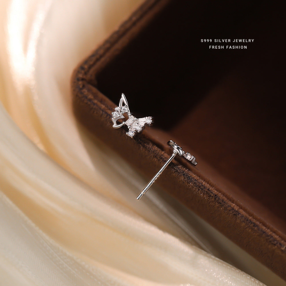 C廠 韓國韓版精緻鏤空蝴蝶月亮S999純銀耳環 批發 折扣@洽客服 25.12. W2「E5877」