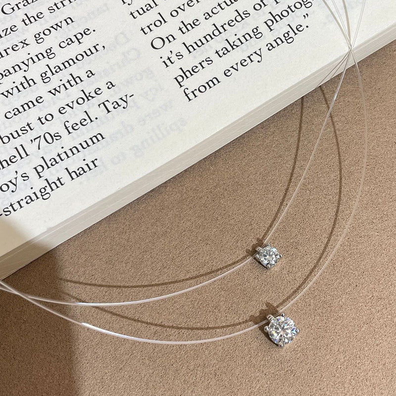 C2廠 韓國韓版璀璨莫桑石透明魚線S925純銀項鍊 批發 折扣@洽客服 25.11.W1「XDQ0454N」