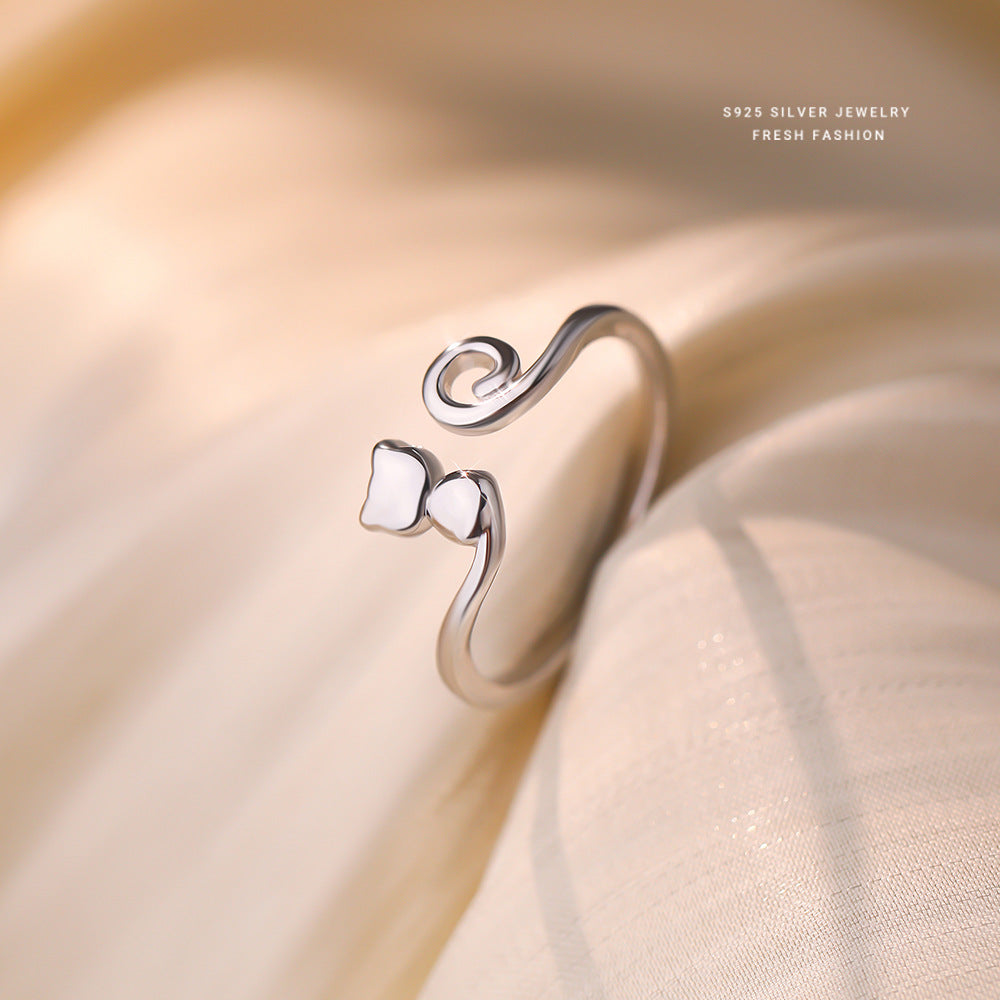 C廠 韓國韓版線條貓咪S925純銀戒指批發 折扣@洽客服 25.12.W4「YK0168」